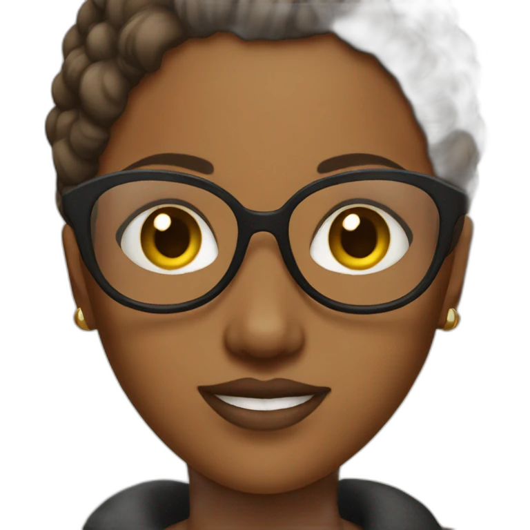 Brown girl with half shaved hair and golden glasses emoji