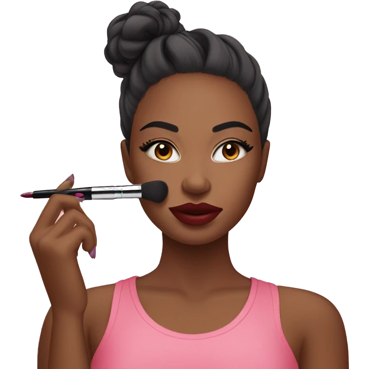 girl doing her make up with lipstic  emoji
