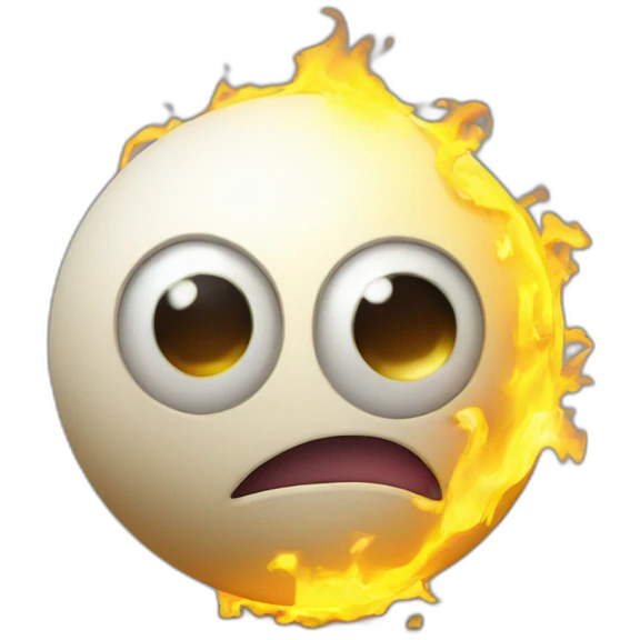 3d sphere with a cartoon torch texture with big stupid eyes emoji