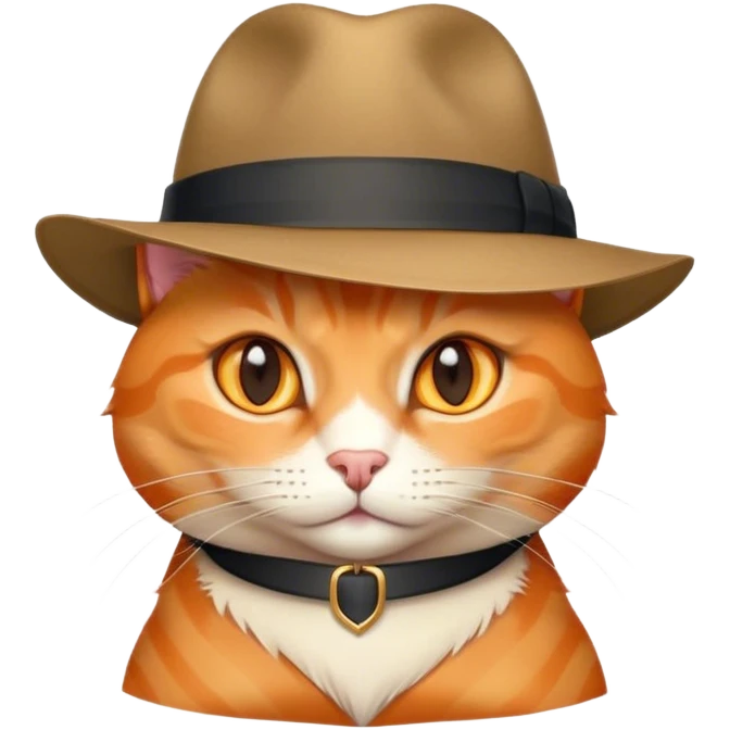 elegant orange cat with hat fedora emoji