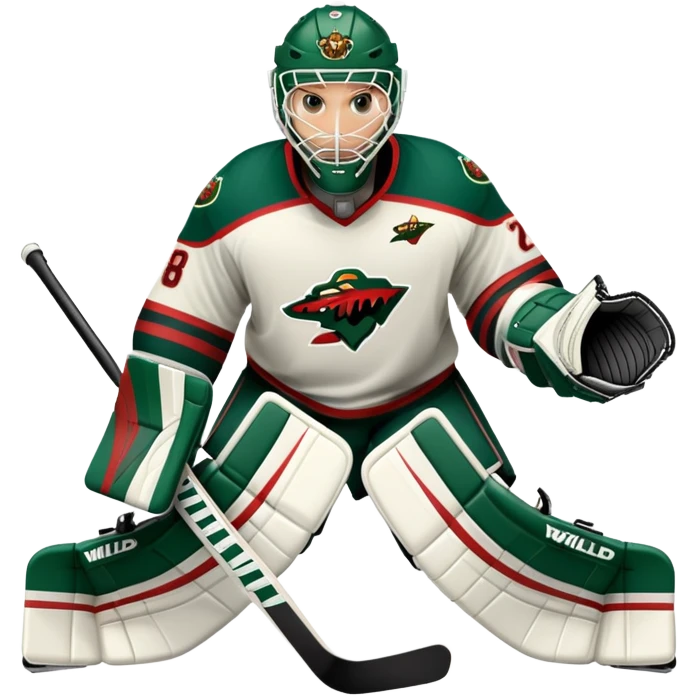 Minnesota Wild ice hockey full goalie player with gear  emoji