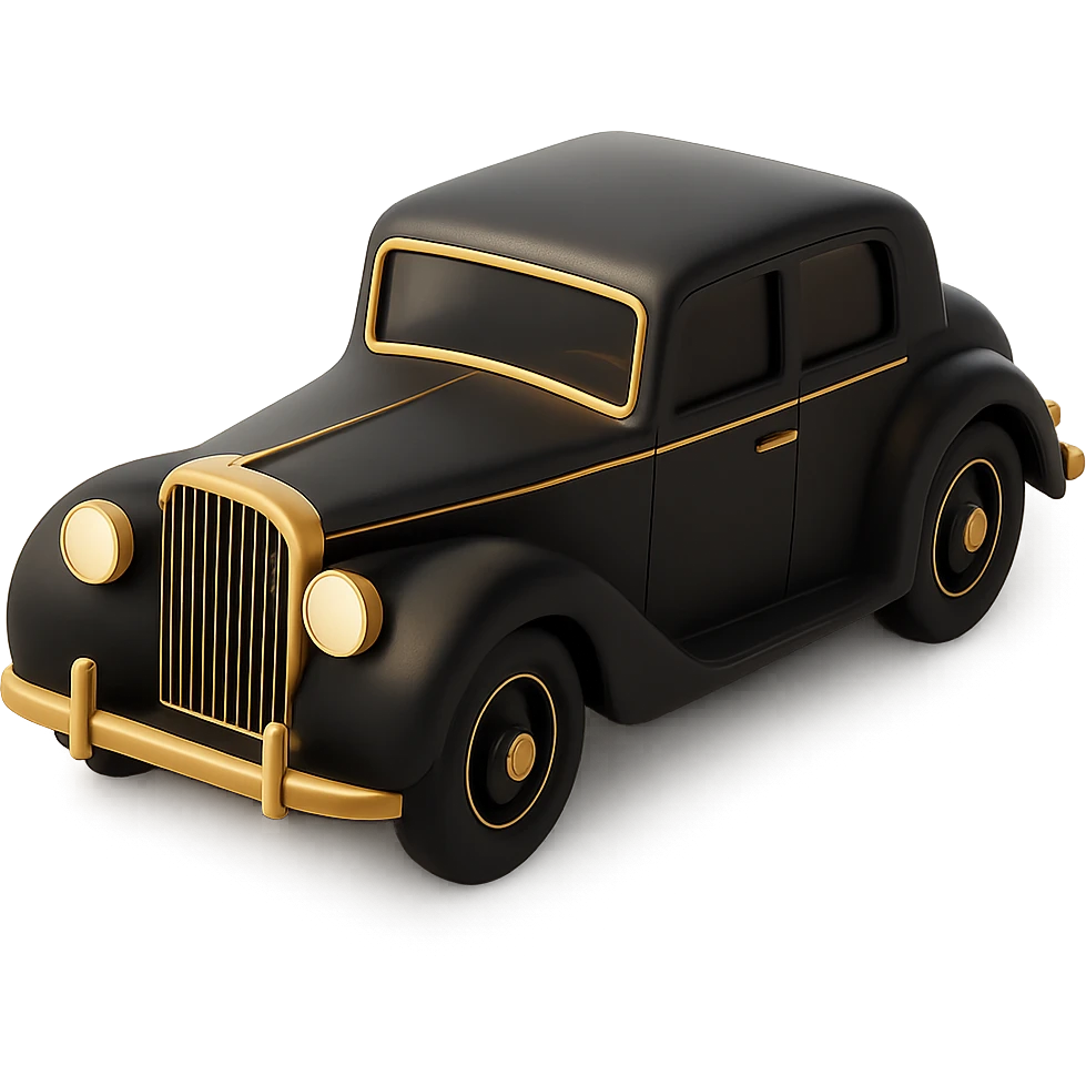 a luxury car in 3D black style emoji