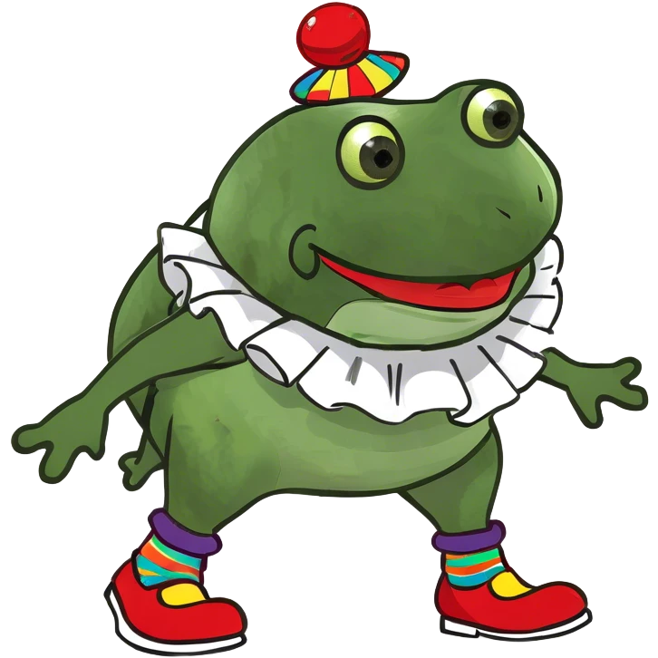 green frog dressed as a clown emoji