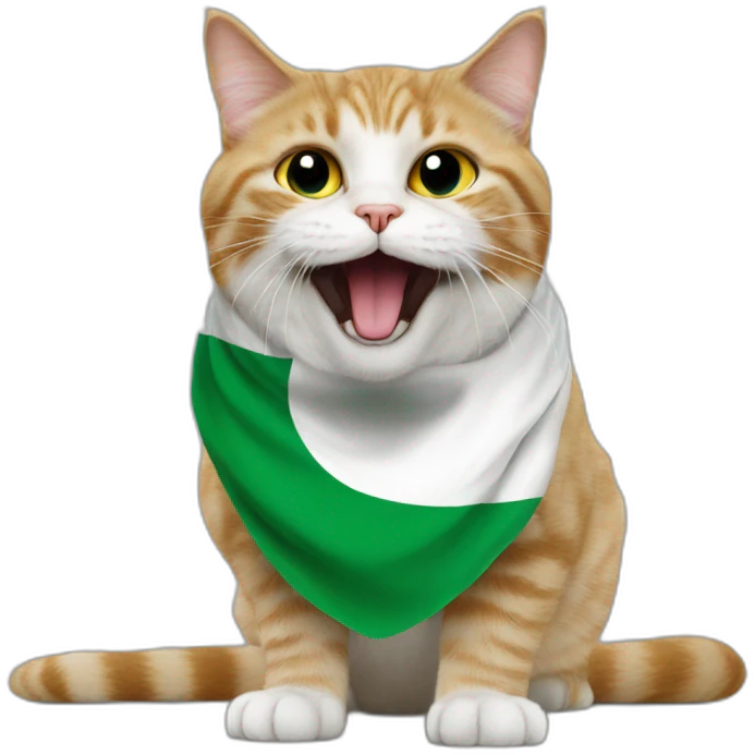 The Saudi flag is held by a cat in its mouth emoji