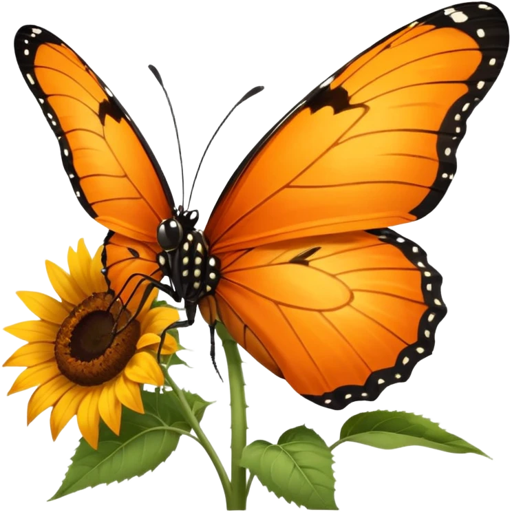 orange Butterfly on Sunflower side angle emoji