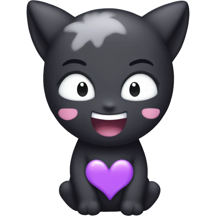 pastel kuromi winking with a purple heart emoji