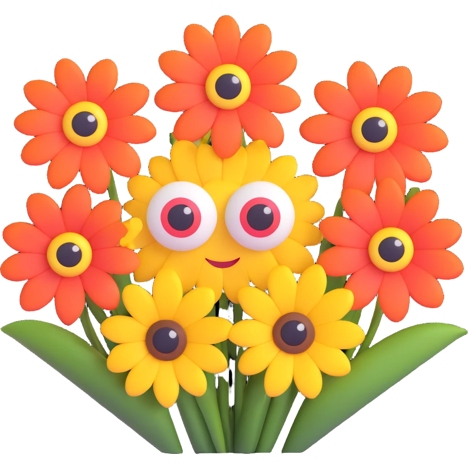 цветы с глазками, стиль 5 emoji