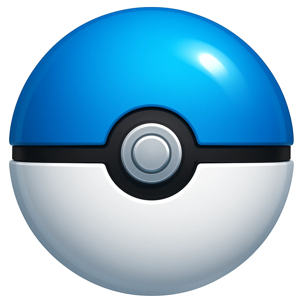 blue pokeball emoji with a black stripe and highlights like in the second reference image. Make the blue more vibrant. emoji