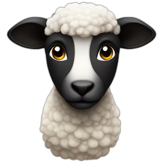 a lamb with white face and black wool emoji