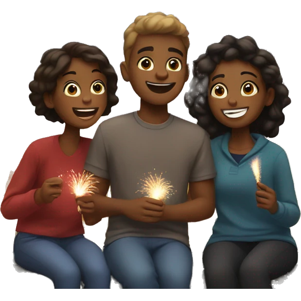 friends enjoying fireworks night emoji