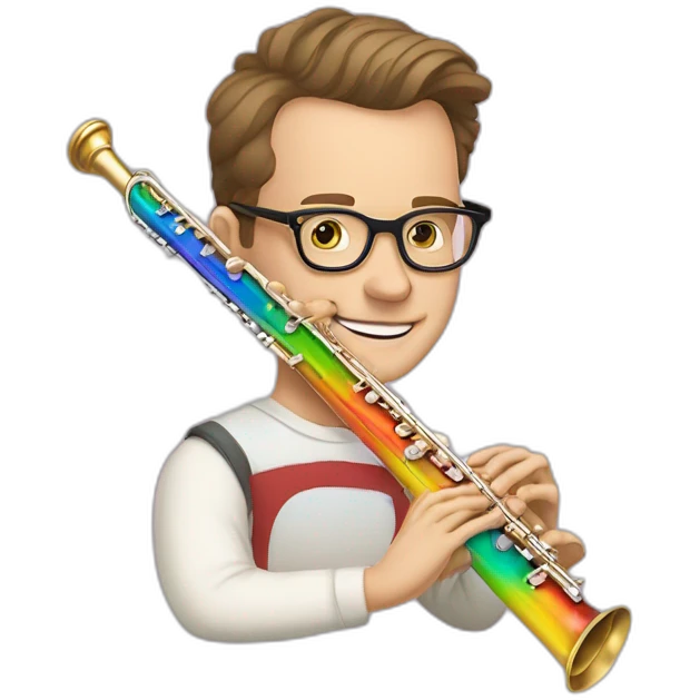 Jonathan Toews wearing glasses as a rainbow musical flute instrument in a symphony with pastel roses emoji