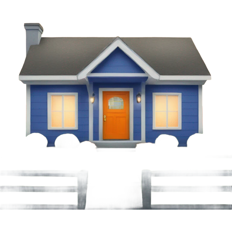 Sapphire colored ranch style house with an orange front door  emoji