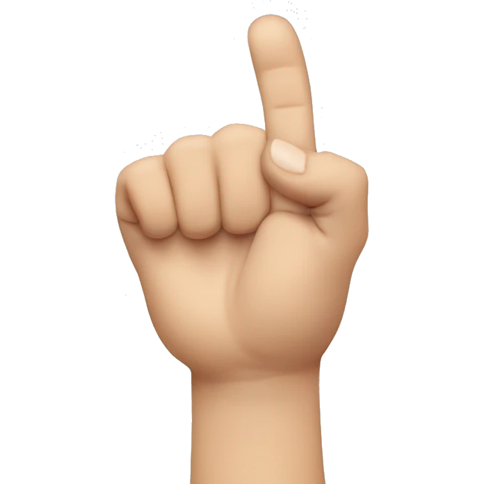 hand sign index finger straight up middle finger at 45 degree angle thumb sticking out closed fist emoji