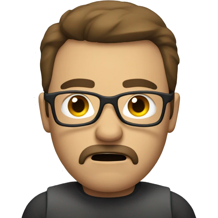 neutral angry man with glasses and brown goatee with thin brown hair emoji