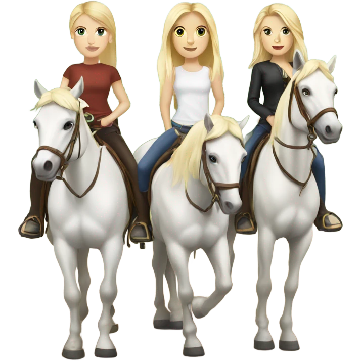 3 blonde white girls riding horses  emoji