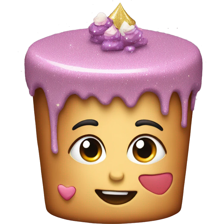 Realistic cake with glitter emoji