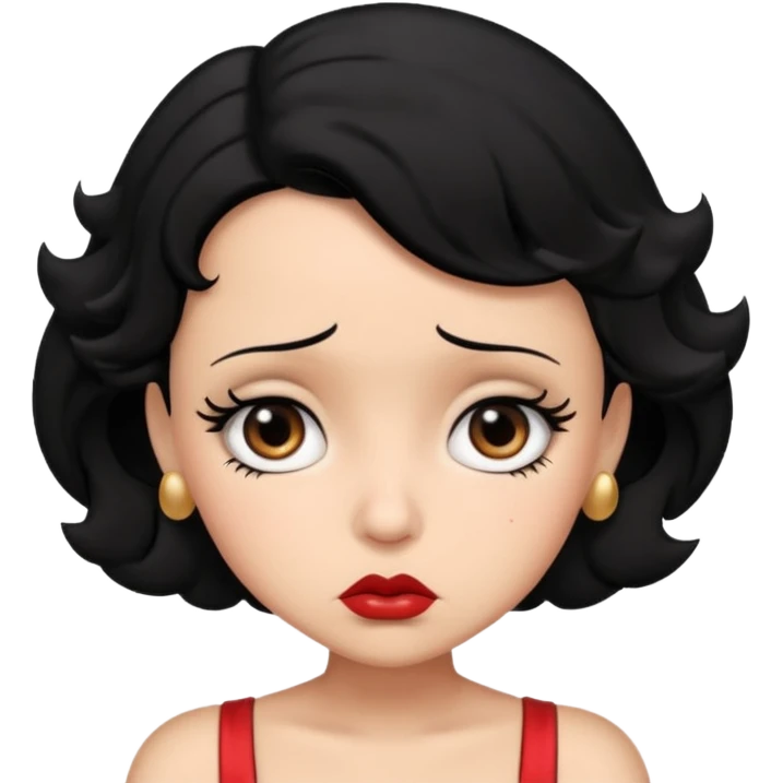 Do not change the face I already created, I want her with Betty boop face and black hair worry  emoji