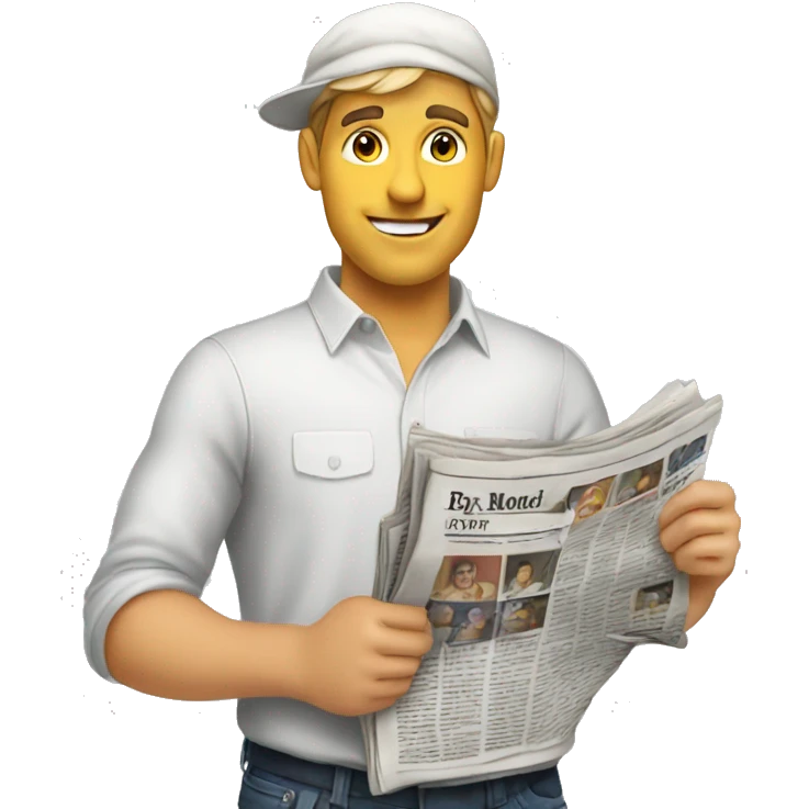 White Handsome newspaper seller emoji