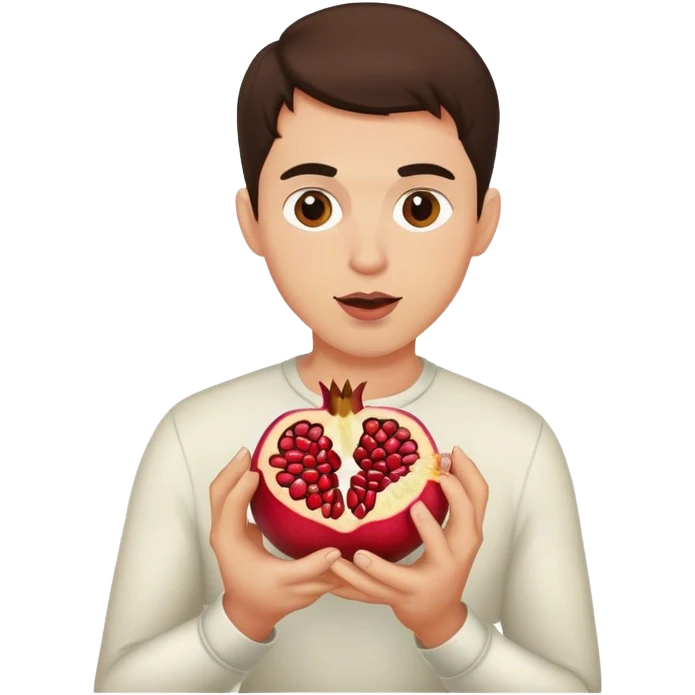 brunette white man eating pomegranate  emoji
