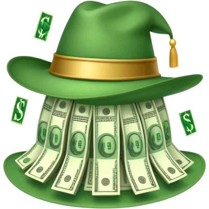 gorro de magia lleno de dolares emoji