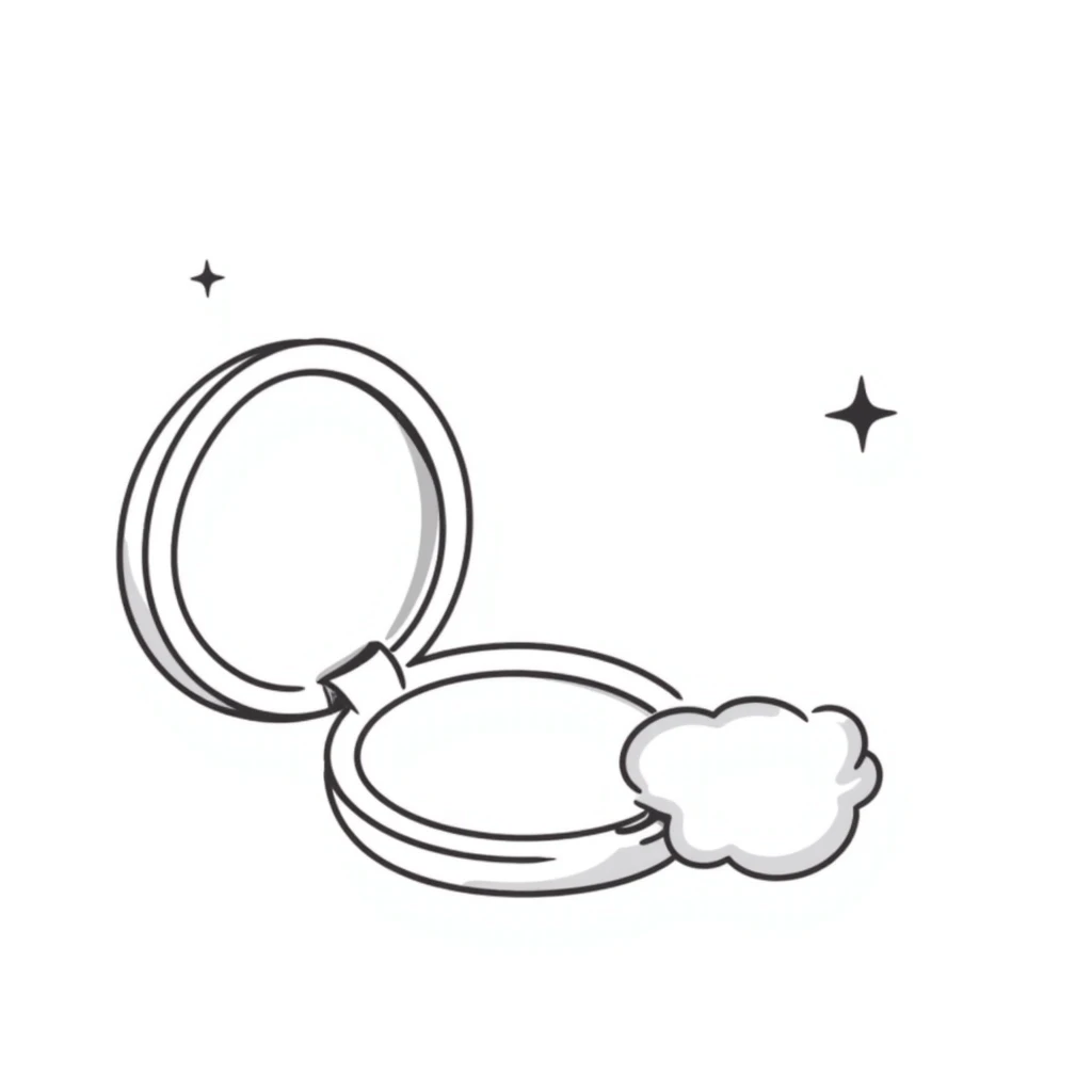 Compact mirror with powder puff emoji