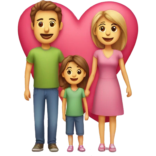 Heart and mom and dad and kids emoji