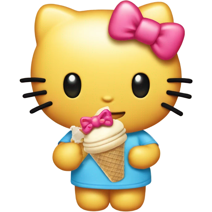 Hello kitty holding a pack of ice cream emoji