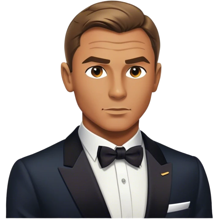 Cinematic Realistic James Bond Pop Culture Emoji, depicted with suave sophistication and dynamic action rendered with crisp details and cinematic lighting that capture his legendary cool. emoji
