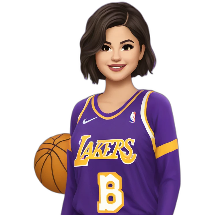 selena gomez with lakers jersey emoji