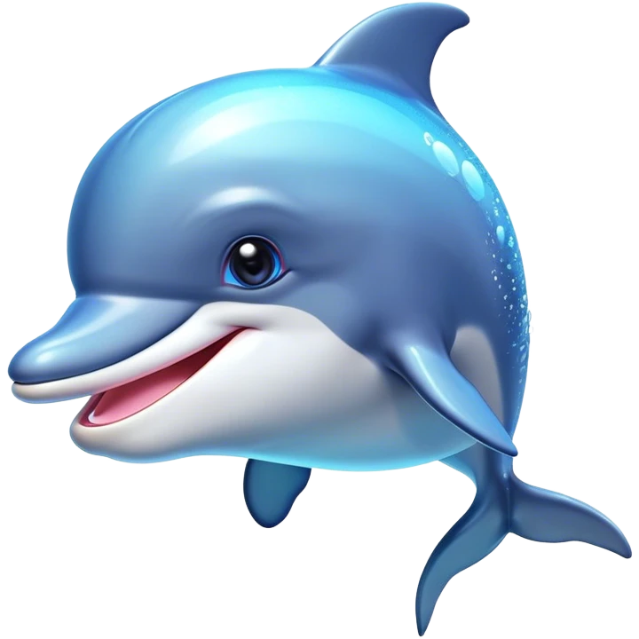 Cinematic Cheeky Dolphin Portrait Emoji, With a playful tilt of its head and a mischievous sparkle in its eyes, showcasing a sleek, shiny body accented by a quirky, animated smile and a cheeky wink, Simplified yet hilariously endearing features, highly detailed, glowing with a vibrant, sassy aquatic glow, high shine, spirited and fun, stylized with an air of quirky marine mischief, soft glowing outline, capturing the essence of a super cute dolphin that looks ready to splash its way into viral fame with playful charm! emoji