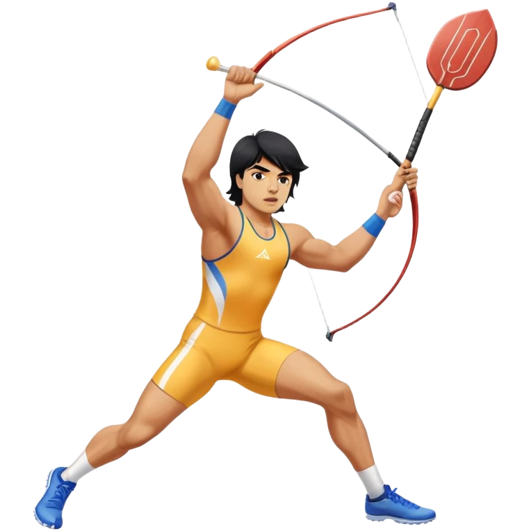Neeraj Chopra throwing javelin in action, athletic pose emoji