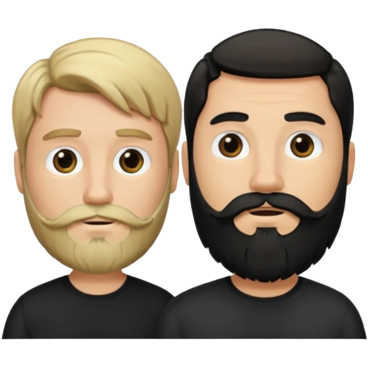 Man with a beard and long hair black gathered with another short-haired blond man emoji