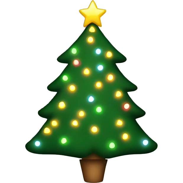Christmas tree with lights and a star emoji