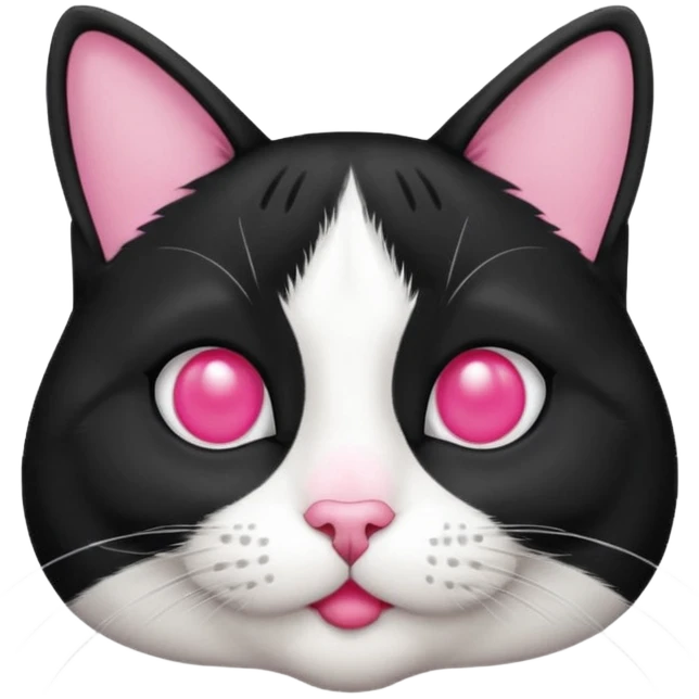A tuxedo cat, not wearing tuxedo, top half body, a black mark near his mouth under the nose emoji