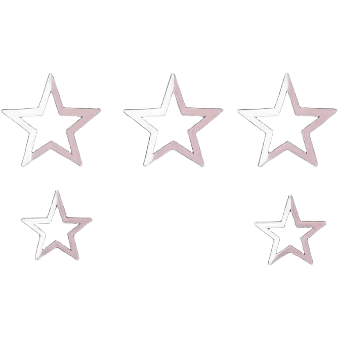 three star-shaped sparkles, each containing a different fabric pattern emoji