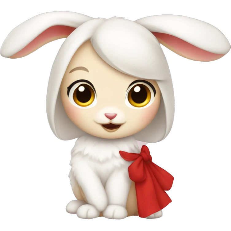 Cute White bunny red dresses emoji