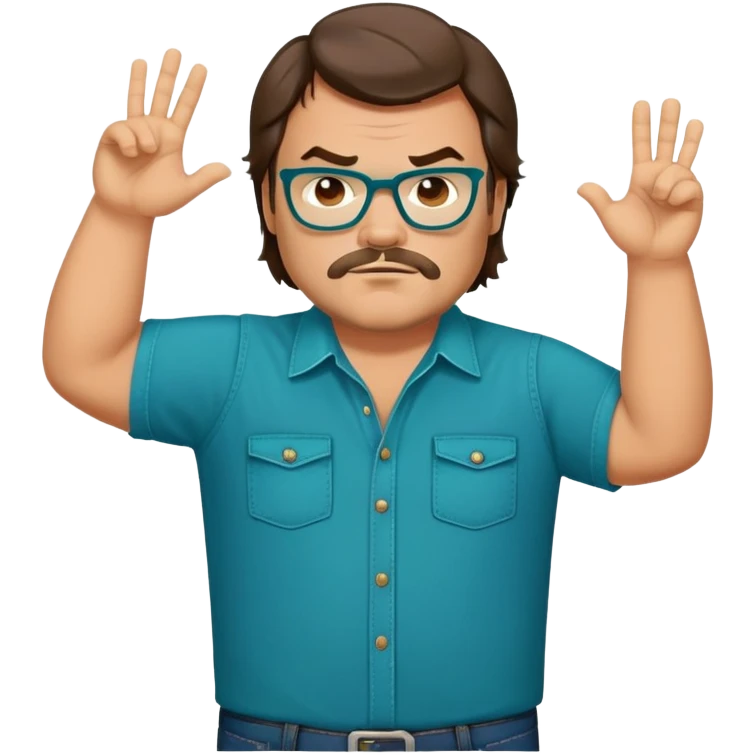 jack black wearing teal blue shirt and blue jeans emoji