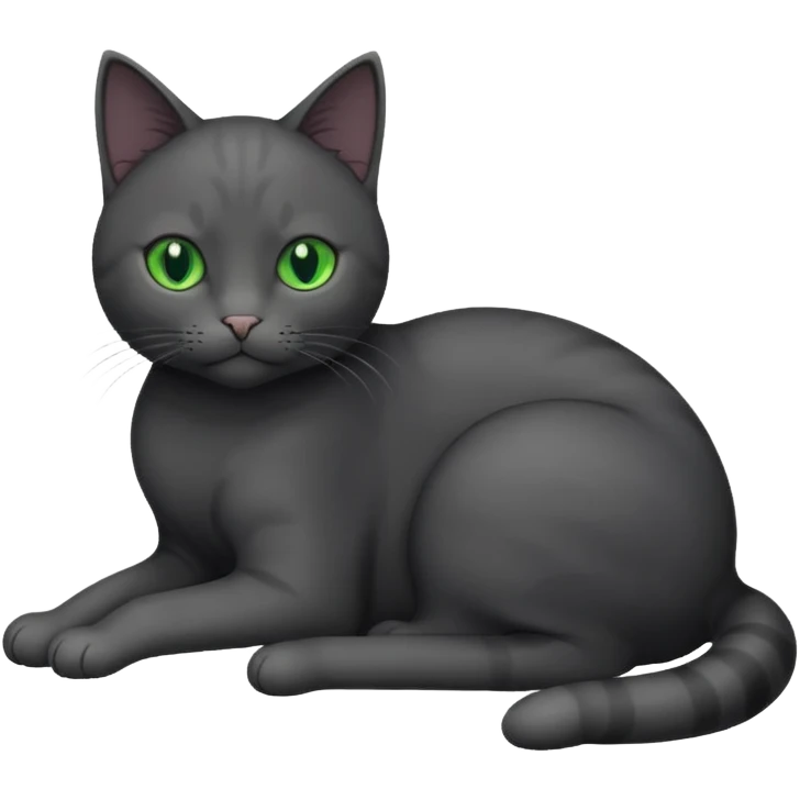 full body solid dark grey cat with green eyes and white paws emoji