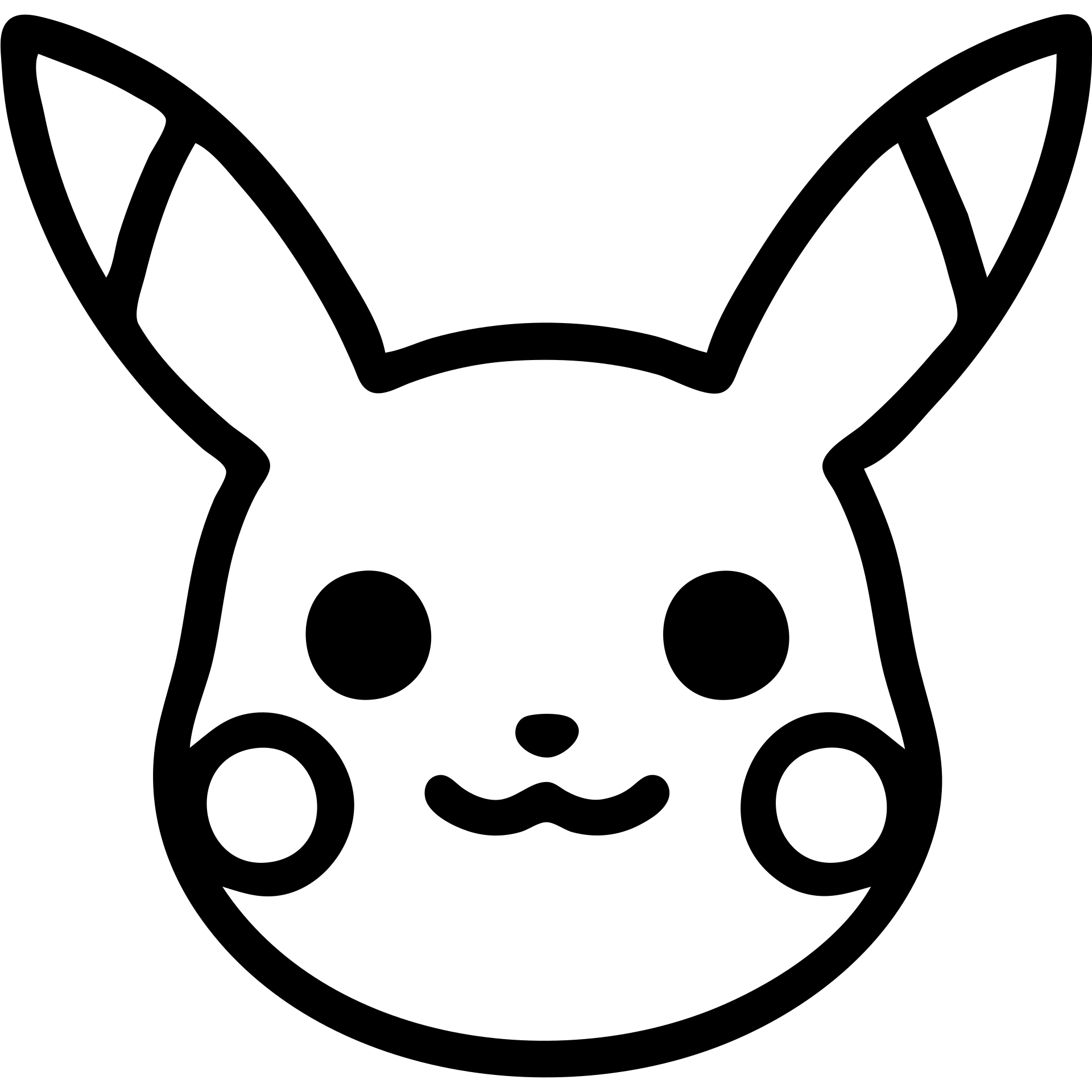 Pikachu face, minimalist outlined icon, geometric lines, no fill, professional look emoji