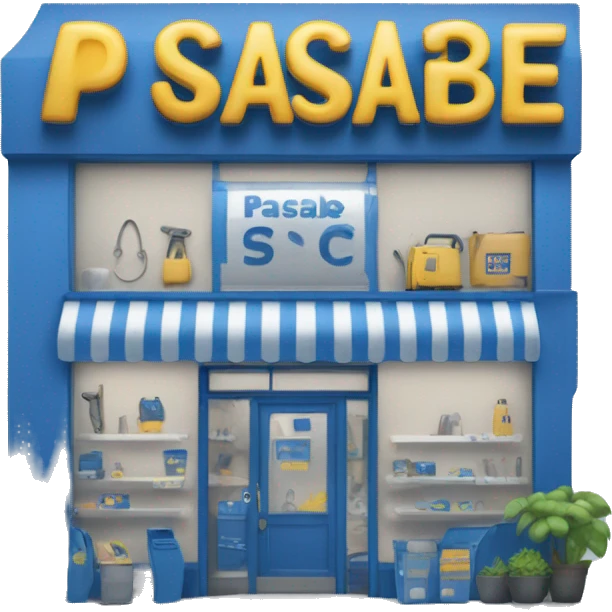 a hardware store called PASABE in blue colors emoji