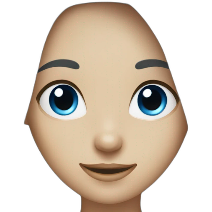 female with long dark hair smiling with blue eyes emoji