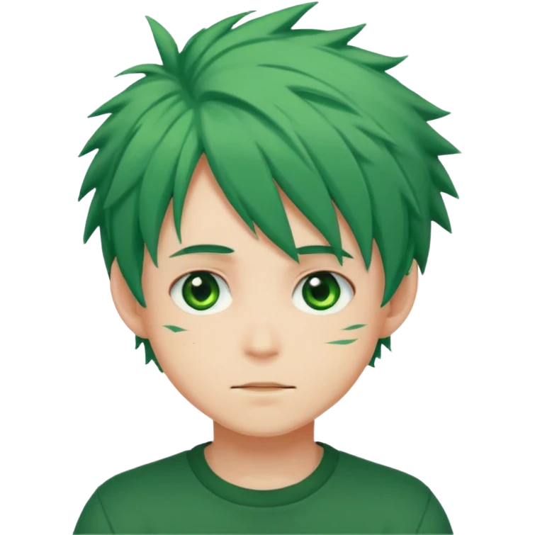 deku : boy anmie green hair green eyes emoji