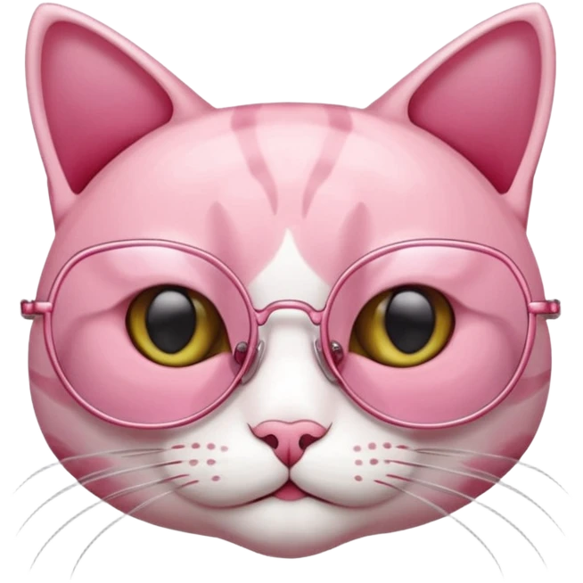 Rose pink glasses, cat type shaped. Negative: cat. emoji