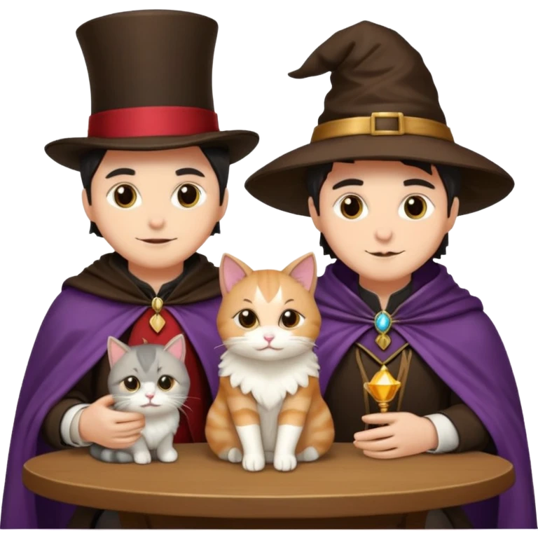 magician couple and their pet cat emoji