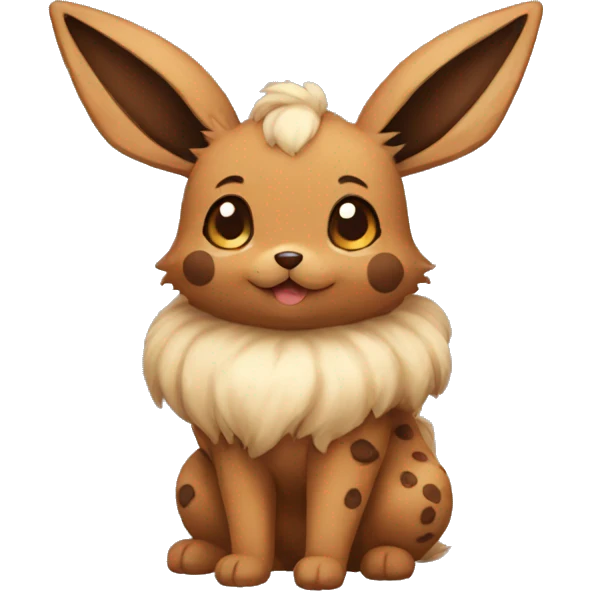 Brown Cookie-themed Eevee with chocolate chips patterns full body emoji