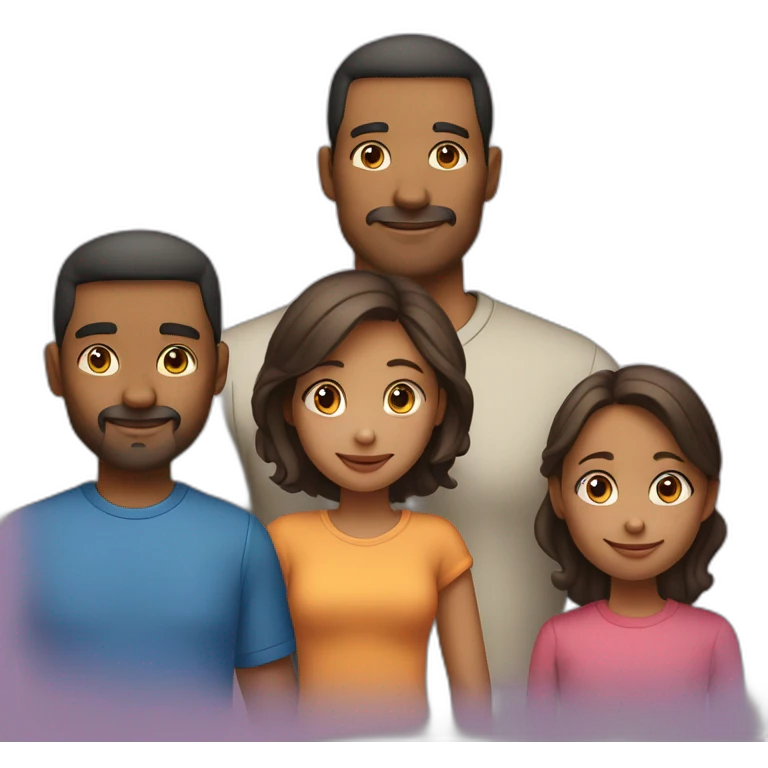 Family of 4 people. 40-year-old father. 38-year-old mother. 9-year-old son and 4-year-old daughter. emoji