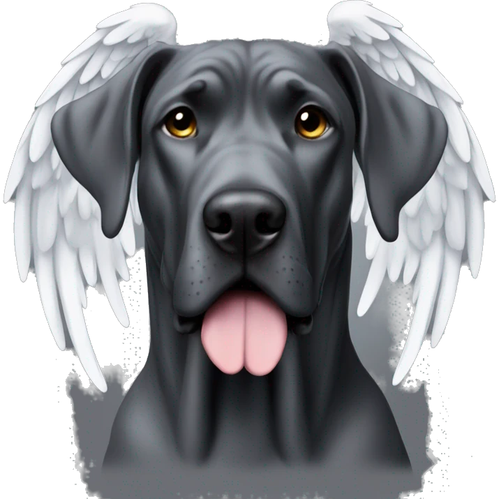 dark grey great dane with angel wings emoji