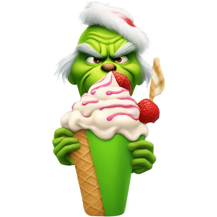Mr grinch eating an ice cream emoji