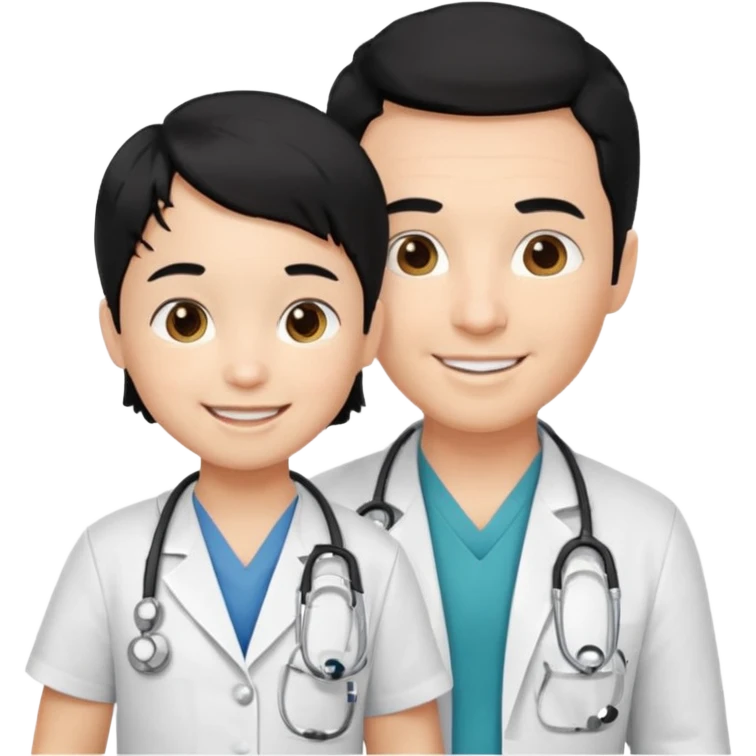 doctor black hair with a kid emoji