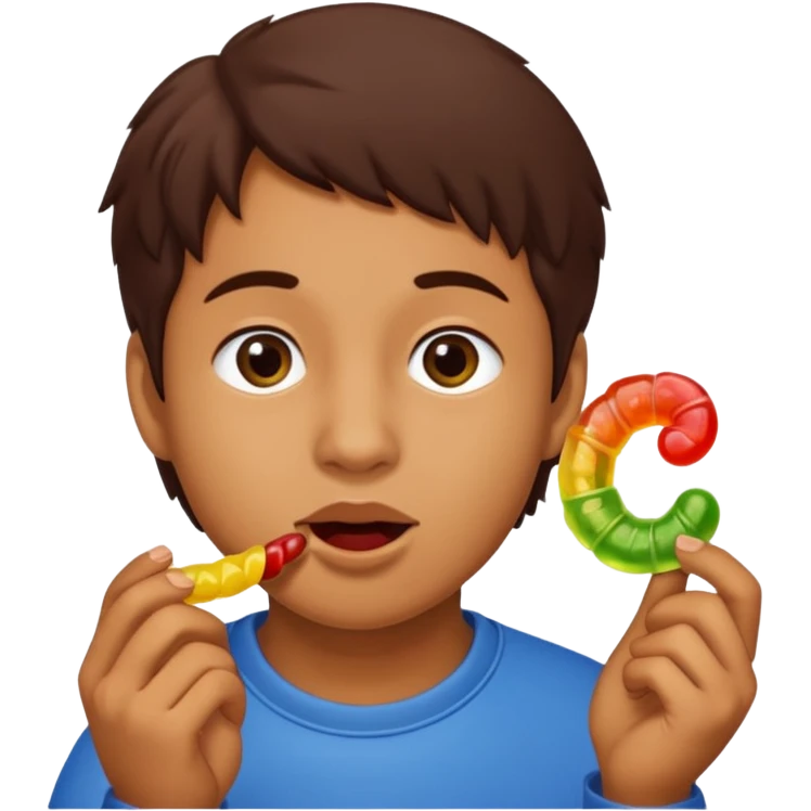 Rio da young og eating gummy worms emoji
